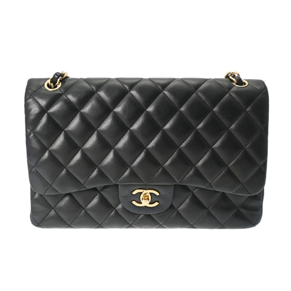 CHANEL シャネル マトラッセ チェーンショルダー 30cm Wフラップ 黒 A58600 レディース ラムスキン ショルダーバッグ ABランク 中古 銀蔵