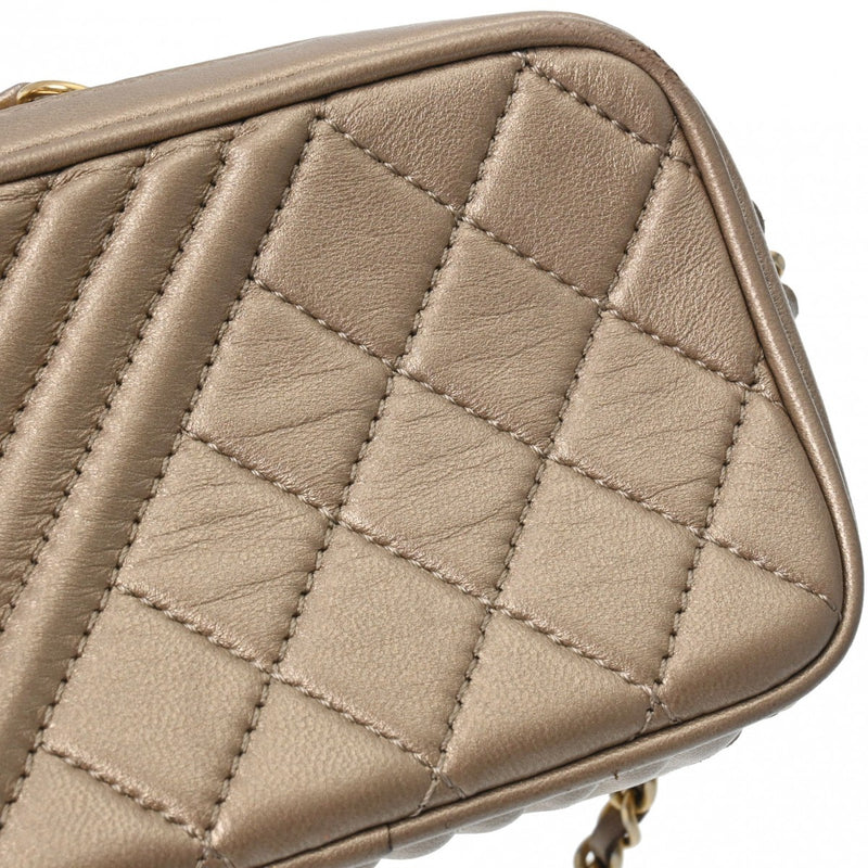 CHANEL シャネル チェーン カメラバッグ ブロンズゴールド レディース レザー ショルダーバッグ ABランク 中古 銀蔵