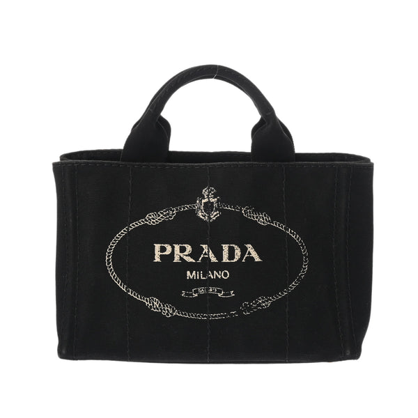 PRADA プラダ カナパ ミニトート 黒 ゴールド金具 B2439G レディース キャンバス トートバッグ ABランク 中古 銀蔵