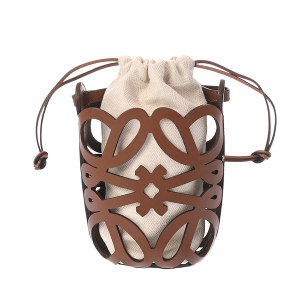 ロエベアナグラムカット アウトポケット ブラウン レディース