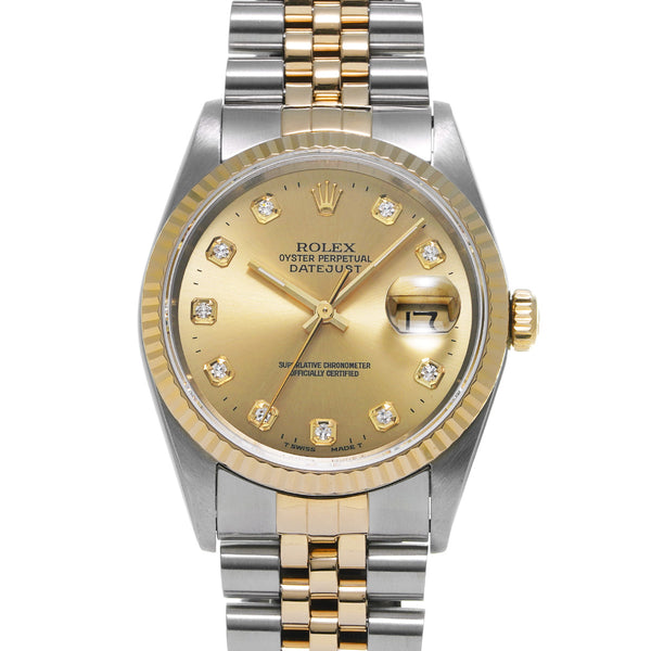 ROLEX ロレックス デイトジャスト 10Pダイヤ 16233G メンズ YG/SS 腕時計 自動巻き Aランク 中古 銀蔵