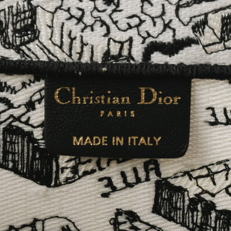 CHRISTIAN DIOR クリスチャンディオール ブックトート ミディアム ブラック/ホワイト M1296ZOMP レディース パリシグネチャーキャンバス ハンドバッグ Aランク 中古 銀蔵