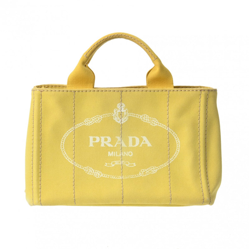 PRADA プラダ カナパ ミニ イエロー BN2439 レディース キャンバス ハンドバッグ Bランク 中古 銀蔵