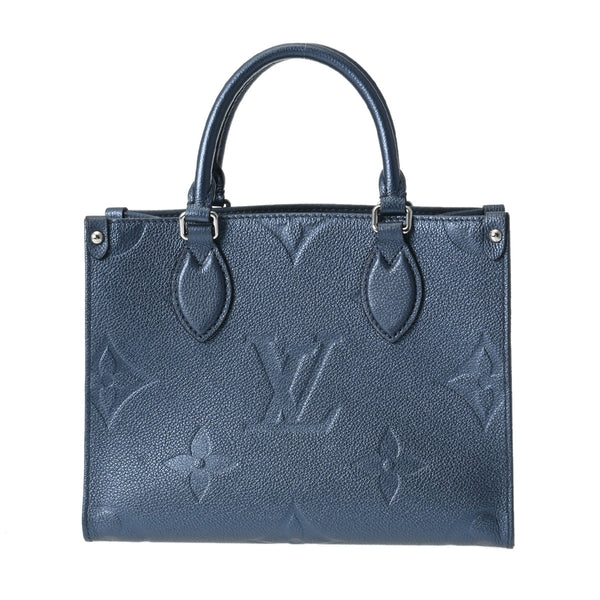 LOUIS VUITTON ルイヴィトン モノグラムアンプラント オンザゴー PM 2WAY フライトモード ネイビーブルー M58956 レディース レザー ハンドバッグ Aランク 中古 銀蔵