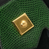 HERMES エルメス プレジデント 黒/緑/茶 ○R刻印(1988年頃)  メンズ ヴォーグレネ/リザード/ドブリス ビジネスバッグ ABランク 中古 銀蔵