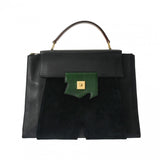 HERMES エルメス プレジデント 黒/緑/茶 ○R刻印(1988年頃)  メンズ ヴォーグレネ/リザード/ドブリス ビジネスバッグ ABランク 中古 銀蔵