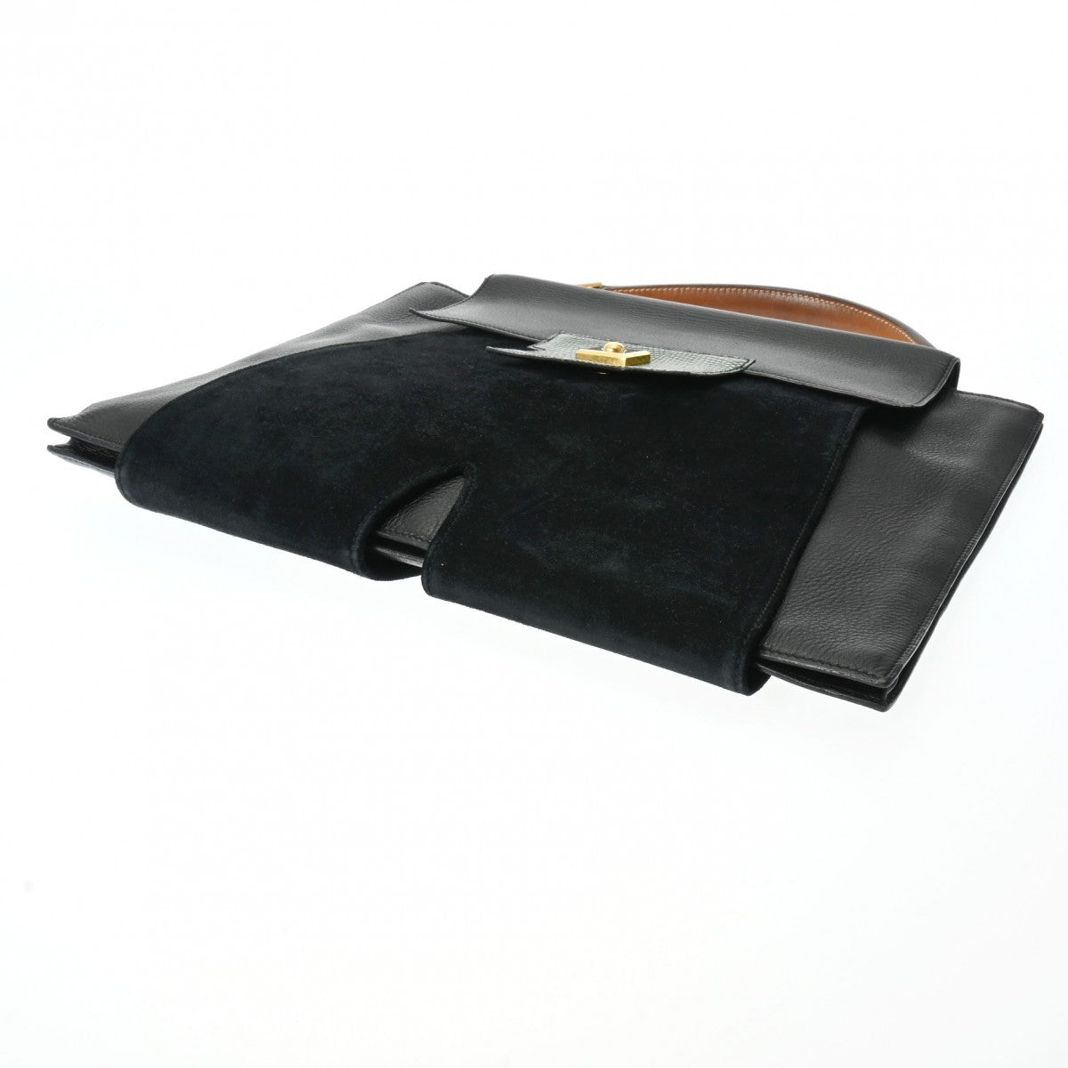 エルメス プレジデント 黒/緑/茶 ○R刻印(1988年頃) 刻印 メンズ