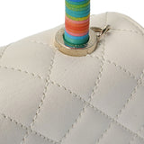 CHANEL シャネル マトラッセ トップハンドル XXS 2WAY 白/レインボー AS2215 レディース カーフ ハンドバッグ Aランク 中古 銀蔵