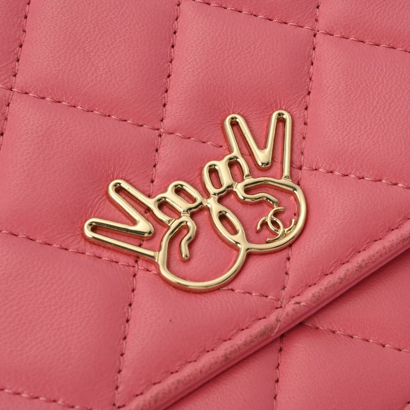 CHANEL シャネル マトラッセ チェーンウォレット 19cm ピンク レディース ラムスキン ショルダーバッグ Bランク 中古 銀蔵