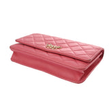 CHANEL シャネル マトラッセ チェーンウォレット 19cm ピンク レディース ラムスキン ショルダーバッグ Bランク 中古 銀蔵
