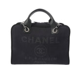 CHANEL シャネル ドーヴィル ボーリングバッグ 2WAY チェーンショルダー ネイビー - レディース キャンバス/レザー ハンドバッグ Aランク 中古 銀蔵