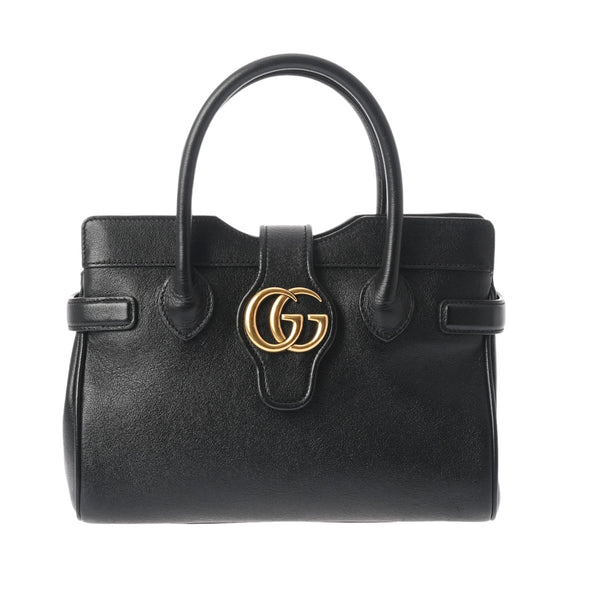 GUCCI グッチ トップハンドルバッグ 2WAY ブラック ゴールド金具 658450 レディース レザー ハンドバッグ Aランク 中古 銀蔵