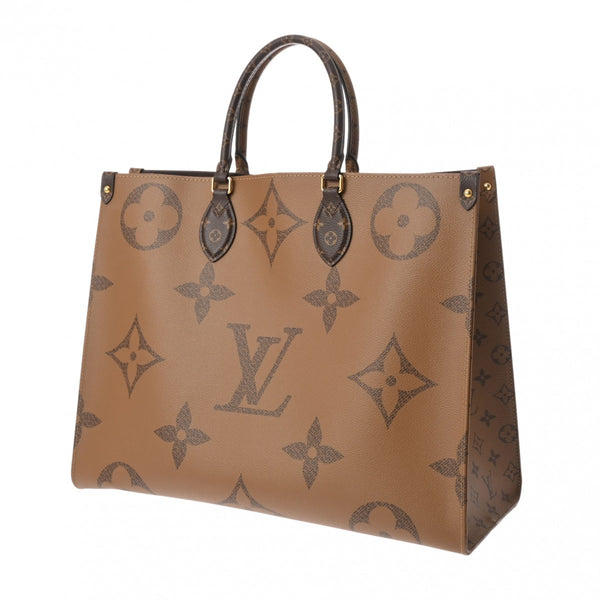 LOUIS VUITTON ルイヴィトン モノグラムジャイアント リバース オンザゴー GM 2WAYトート ブラウン M45320 レディース モノグラムキャンバス ハンドバッグ Aランク 中古 銀蔵