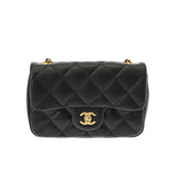 CHANEL シャネル マトラッセ ミニフラップバッグ 18cm ブラック ゴールド金具 AS2431 レディース ラムスキン ショルダーバッグ Aランク 中古 銀蔵