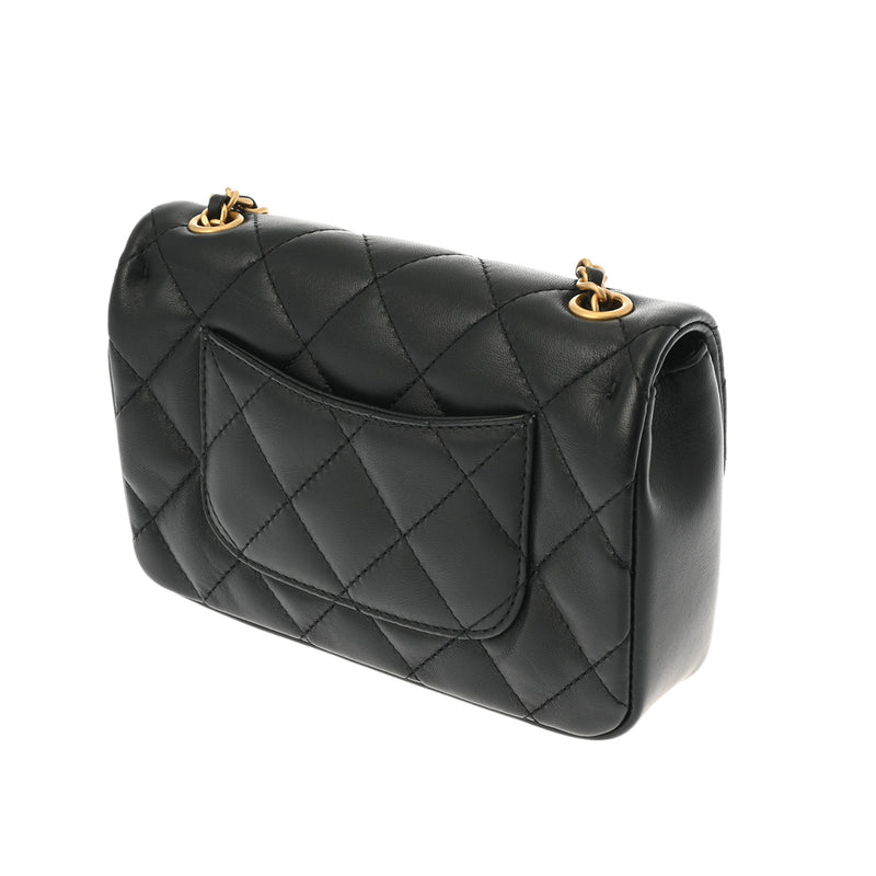 CHANEL シャネル マトラッセ ミニフラップバッグ 18cm ブラック AS2431 レディース ラムスキン ショルダーバッグ Aランク 中古 銀蔵