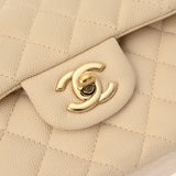 CHANEL シャネル マトラッセ チェーンショルダー 23cm Wフラップ ベージュ A01113 レディース キャビアスキン ショルダーバッグ ABランク 中古 銀蔵