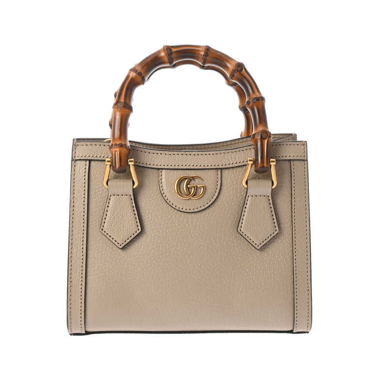 GUCCI グッチ ダイアナ ミニトートバッグ 2WAY ベージュ ゴールド金具 702732 レディース レザー ハンドバッグ 新同 中古 銀蔵