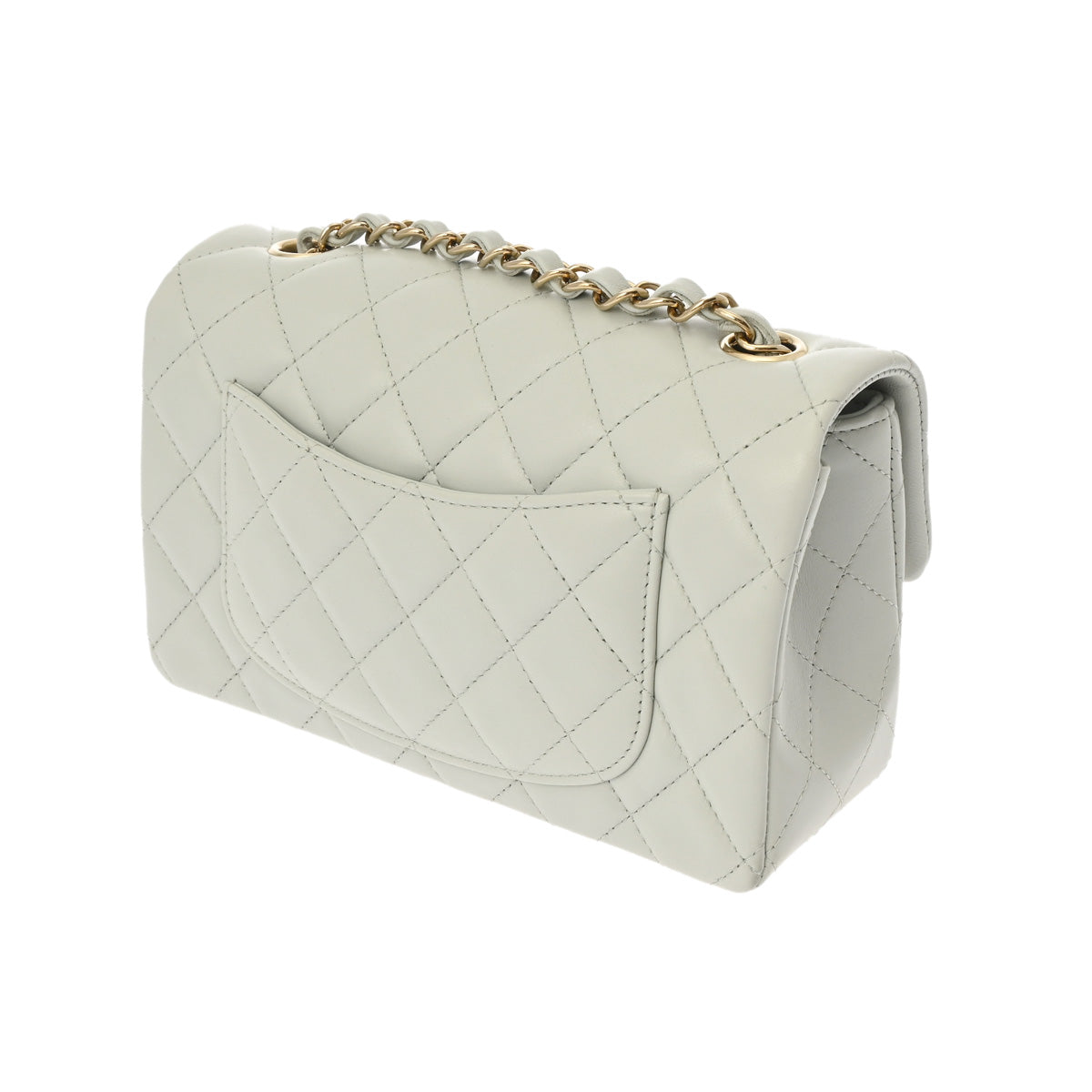 シャネルチェーンショルダー 20cm 42976 グレー シャンパンゴールド