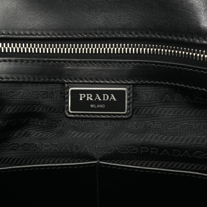 PRADA プラダ ブリーフケース ブラック/ブルー シルバー金具 2VG039 メンズ サフィアーノレザー ビジネスバッグ Aランク 中古 銀蔵