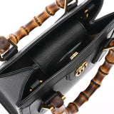 GUCCI グッチ ダイアナ ミニトートバッグ ブラック/イエロー 655661 レディース レザー ハンドバッグ 新同 中古 銀蔵