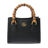 GUCCI グッチ ダイアナ ミニトートバッグ ブラック/イエロー 655661 レディース レザー ハンドバッグ 新同 中古 銀蔵