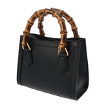 GUCCI グッチ ダイアナ ミニトートバッグ ブラック/イエロー 655661 レディース レザー ハンドバッグ 新同 中古 銀蔵
