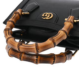 GUCCI グッチ ダイアナ ミニトートバッグ ブラック/イエロー 655661 レディース レザー ハンドバッグ 新同 中古 銀蔵