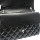 CHANEL シャネル マトラッセ チェーンショルダー Wフラップ 30cm 黒 シルバー金具 A58600 レディース ラムスキン ショルダーバッグ Aランク 中古 銀蔵