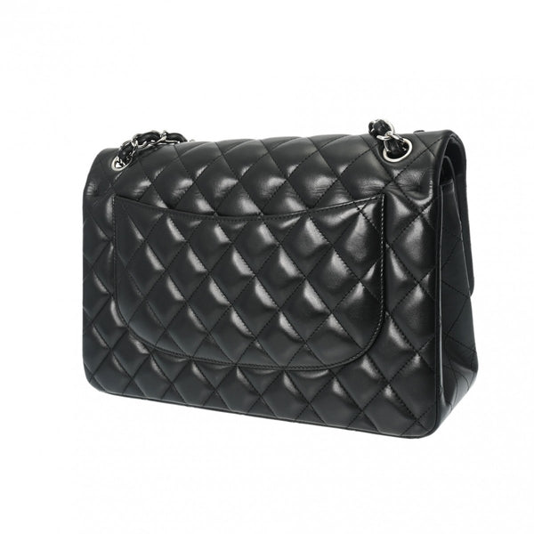 CHANEL シャネル マトラッセ チェーンショルダー Wフラップ 30cm 黒 シルバー金具 A58600 レディース ラムスキン ショルダーバッグ Aランク 中古 銀蔵