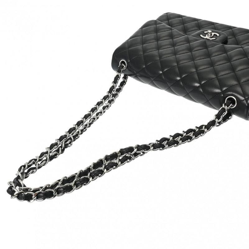 CHANEL シャネル マトラッセ チェーンショルダー Wフラップ 30cm 黒 シルバー金具 A58600 レディース ラムスキン ショルダーバッグ Aランク 中古 銀蔵