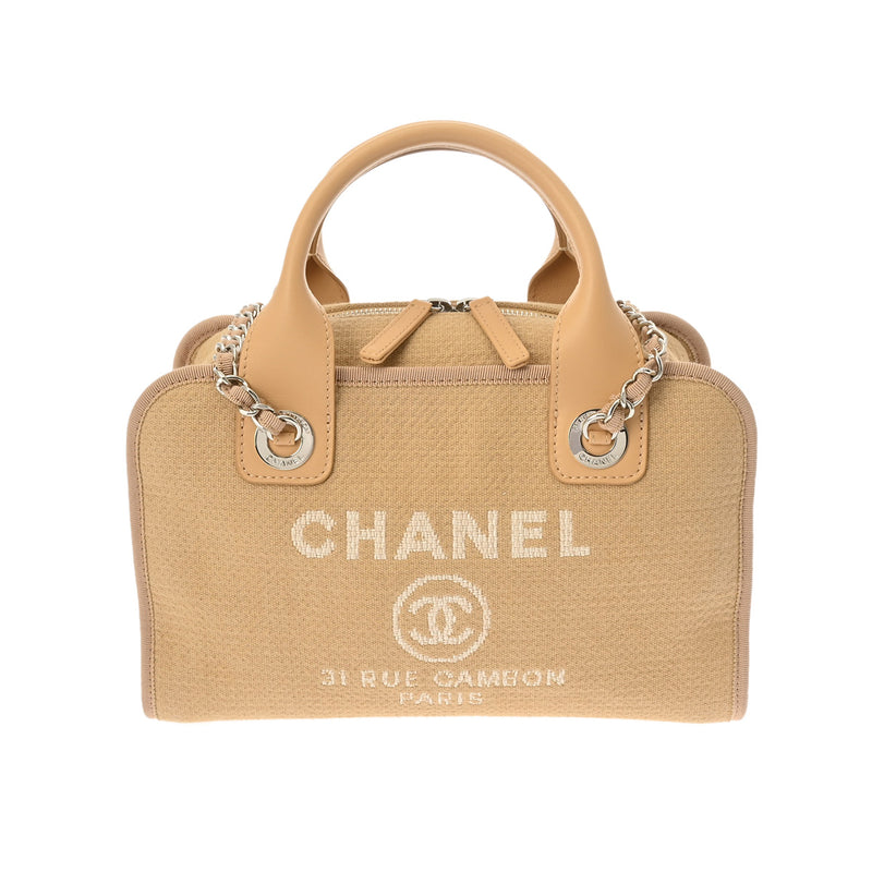 CHANEL シャネル ドーヴィル ボ－リングバッグ ベージュ A92750 レディース キャンバス レザー トートバッグ Aランク 中古 銀蔵