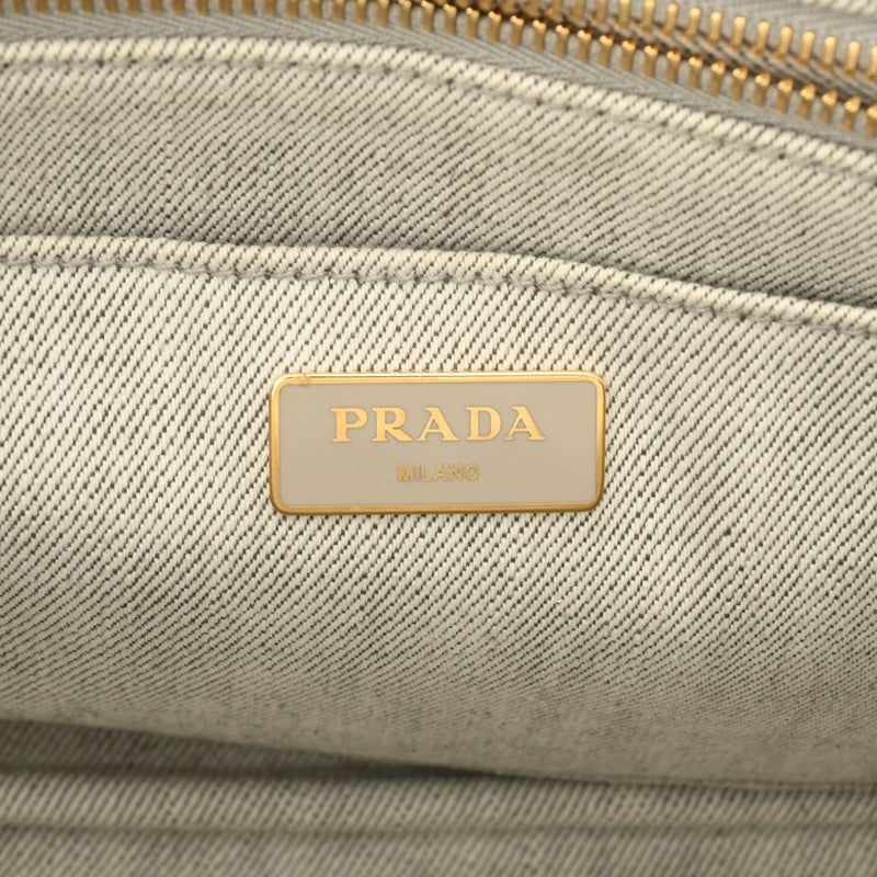 PRADA プラダ カナパ ミニトート 2WAY グレー ゴールド金具 B2439G レディース キャンバス ハンドバッグ ABランク 中古 銀蔵