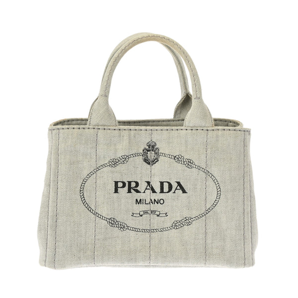 PRADA プラダ カナパ ミニトート 2WAY グレー ゴールド金具 B2439G レディース キャンバス ハンドバッグ ABランク 中古 銀蔵