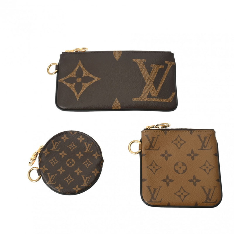 LOUIS VUITTON ルイヴィトン モノグラムリバース ジャイアント ポシェットトリオ ブラウン/ベージュ M68756 レディース モノグラムキャンバス ポーチ 新同 中古 銀蔵