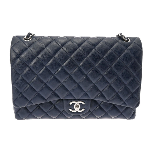 CHANEL シャネル デカマトラッセ  34cm チェーンショルダー ネイビー A01094 レディース キャビアスキン ショルダーバッグ Aランク 中古 銀蔵