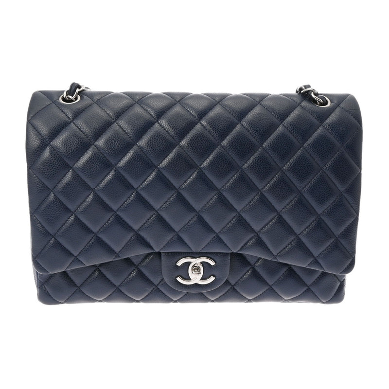 CHANEL シャネル デカマトラッセ  34cm チェーンショルダー ネイビー A01094 レディース キャビアスキン ショルダーバッグ Aランク 中古 銀蔵