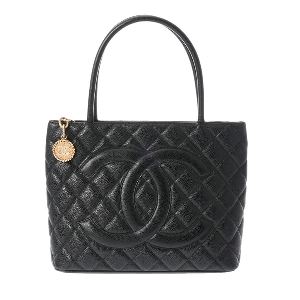 CHANEL シャネル 復刻トート 黒 A01804 レディース キャビアスキン トートバッグ Aランク 中古 銀蔵