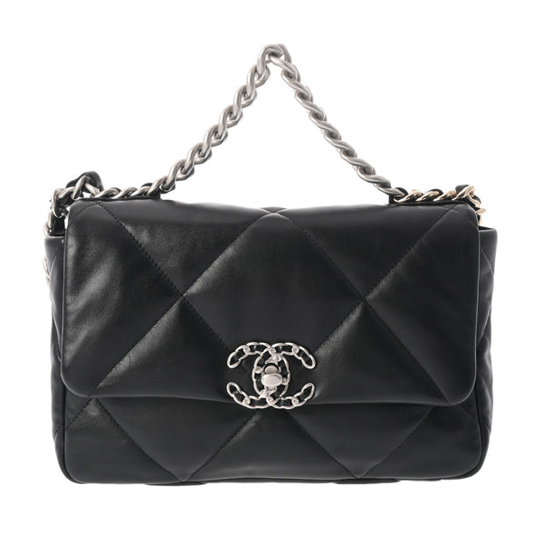 CHANEL シャネル シャネル19 チェーンショルダー  ブラック シルバー/ゴールド金具 AS1160 レディース ラムスキン ショルダーバッグ Aランク 中古 銀蔵