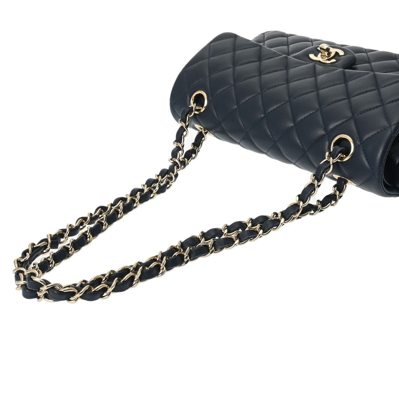 CHANEL シャネル マトラッセ チェーンショルダー 23cm Wフラップ ネイビー A01113 レディース ラムスキン ショルダーバッグ Aランク 中古 銀蔵