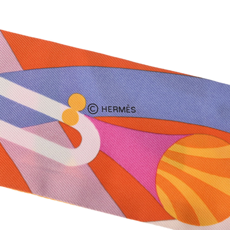 HERMES エルメス ツイリー PARADE EN FANFARE オレンジ/マルチカラー レディース シルク100％ スカーフ Aランク 中古 銀蔵