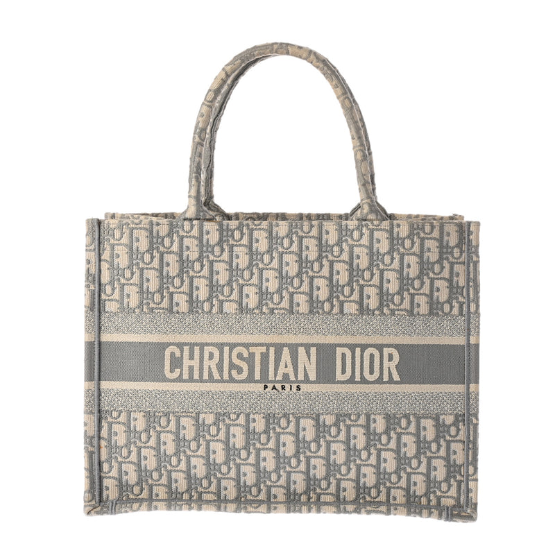 CHRISTIAN DIOR クリスチャンディオール ブックトート ミディアム オブリーク グレー M1296ZRIW レディース キャンバス ハンドバッグ Bランク 中古 銀蔵