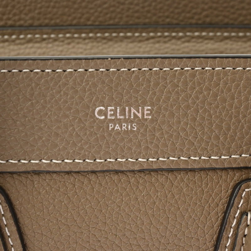 CELINE セリーヌ ラゲージ ナノショッパー スリ シルバー金具 189243DRU レディース ドラムドカーフ ハンドバッグ Aランク 中古 銀蔵