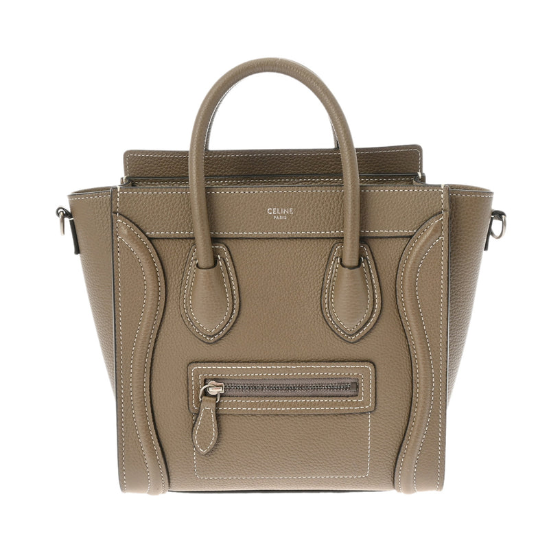 CELINE セリーヌ ラゲージ ナノショッパー スリ シルバー金具 189243DRU レディース ドラムドカーフ ハンドバッグ Aランク 中古 銀蔵