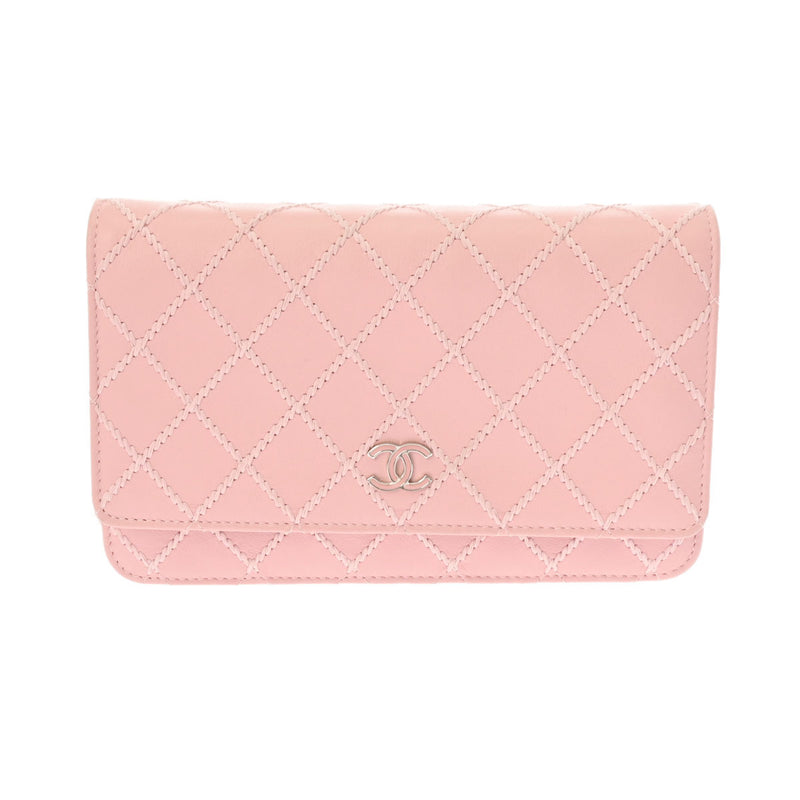 CHANEL シャネル マトラッセ チェーンウォレット 19cm ピンク シルバー金具 レディース レザー ショルダーバッグ Aランク 中古 銀蔵