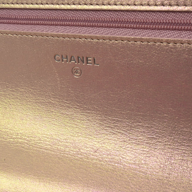 CHANEL シャネル マトラッセ チェーンウォレット  メタリックピンク シルバー金具 A33814 レディース ラムスキン ショルダーバッグ Aランク 中古 銀蔵