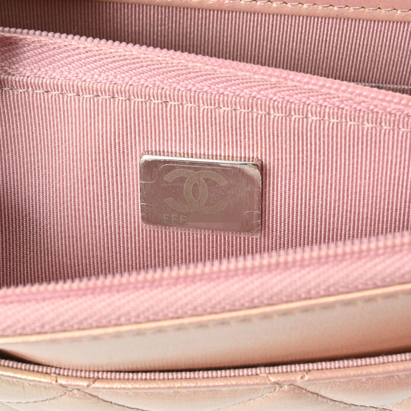 CHANEL シャネル マトラッセ チェーンウォレット メタリックピンク A33814 レディース ラムスキン ショルダーバッグ Aランク 中古 銀蔵