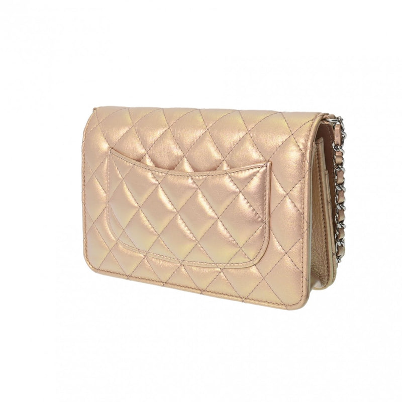 CHANEL シャネル マトラッセ チェーンウォレット メタリックピンク A33814 レディース ラムスキン ショルダーバッグ Aランク 中古 銀蔵