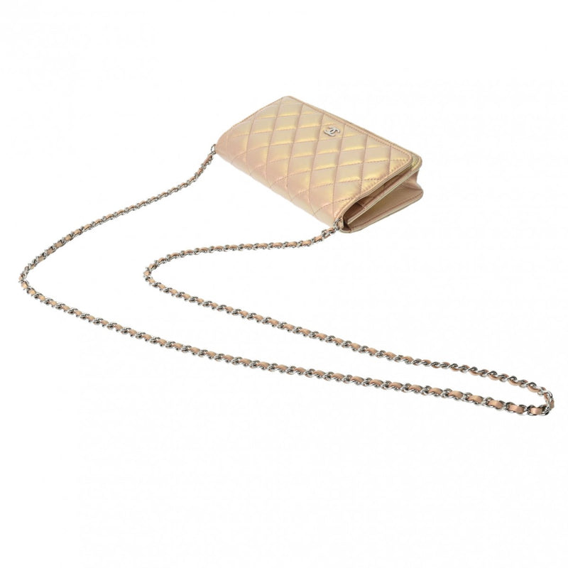 CHANEL シャネル マトラッセ チェーンウォレット メタリックピンク A33814 レディース ラムスキン ショルダーバッグ Aランク 中古 銀蔵