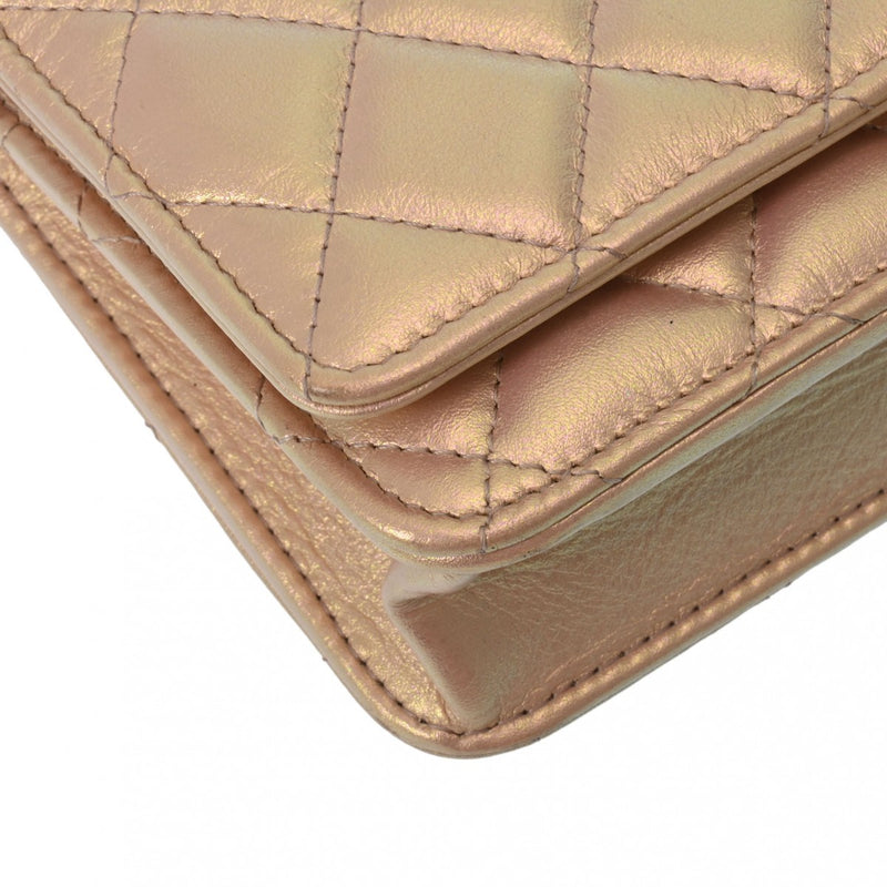 CHANEL シャネル マトラッセ チェーンウォレット メタリックピンク A33814 レディース ラムスキン ショルダーバッグ Aランク 中古 銀蔵