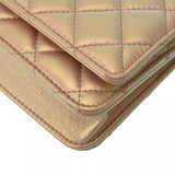 CHANEL シャネル マトラッセ チェーンウォレット メタリックピンク A33814 レディース ラムスキン ショルダーバッグ Aランク 中古 銀蔵